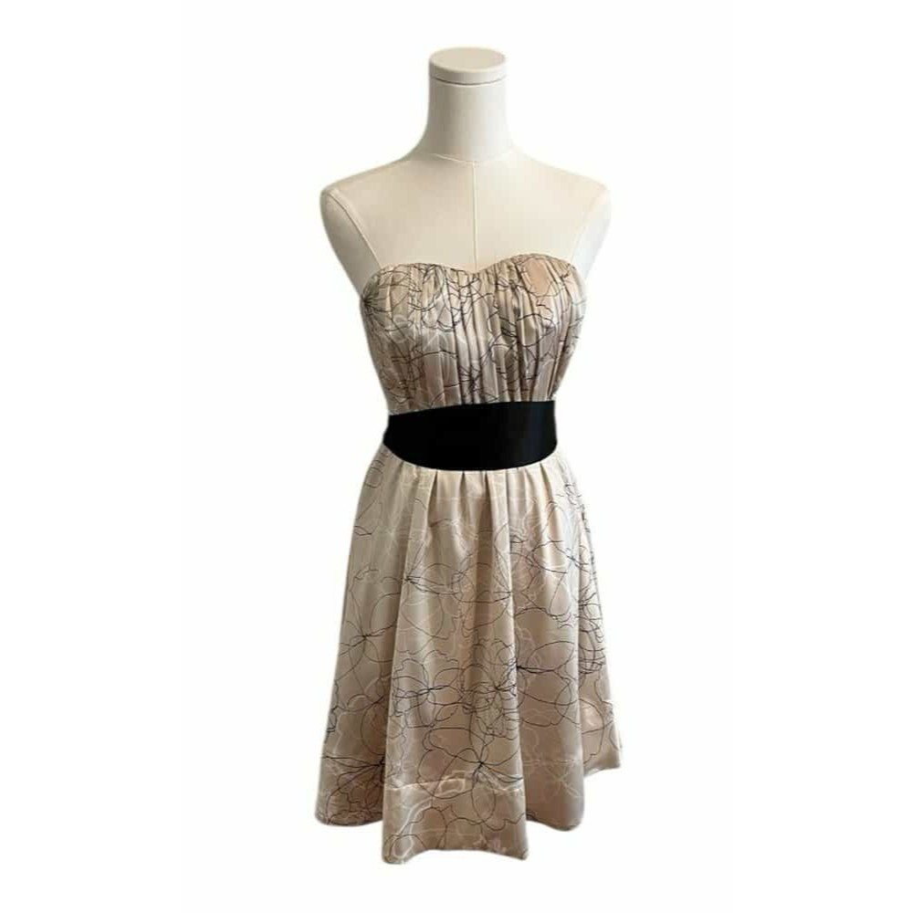 The Limited Strapless Champagne Satin Floral Dress Women’s Size 2